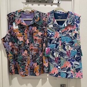 2 NEW with tags Reel Legends summer blouses size 2X free shipping